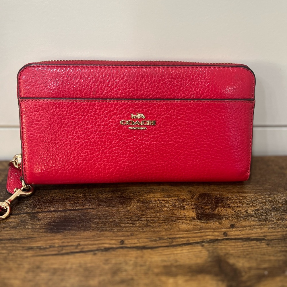 Coach Vibrant Red Leather Wallet